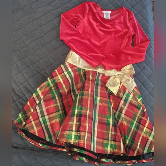 Bonnie Jean Velvet and Plaid Christmas Dress - Picture 6 of 6